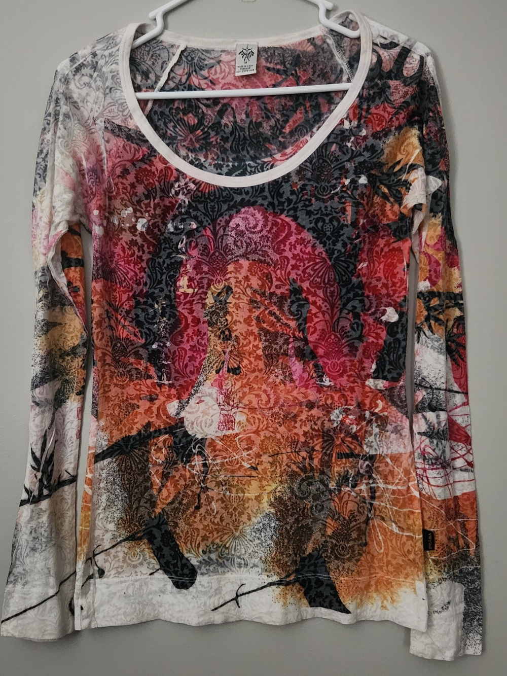 Prana All Over Abstract Graphic T-Shirt Womens Medium